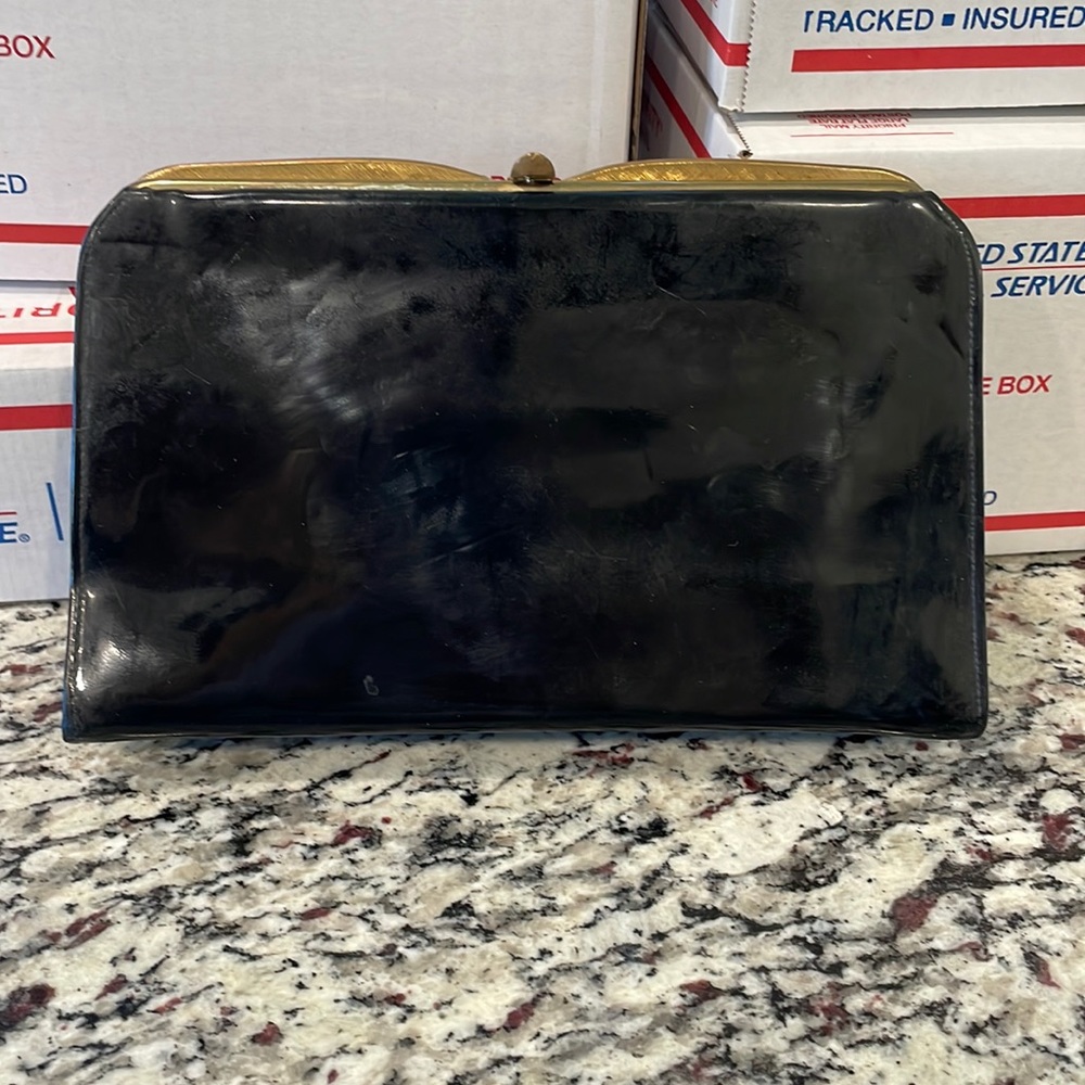 After Five Black Vintage Clutch Evening Bag Kiss Lock Classic